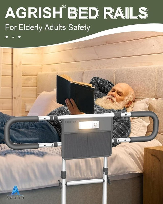 Adjustable Bed Safety Rail Elderly Adults Grab Handle Motion Light Storage Aid Unbranded