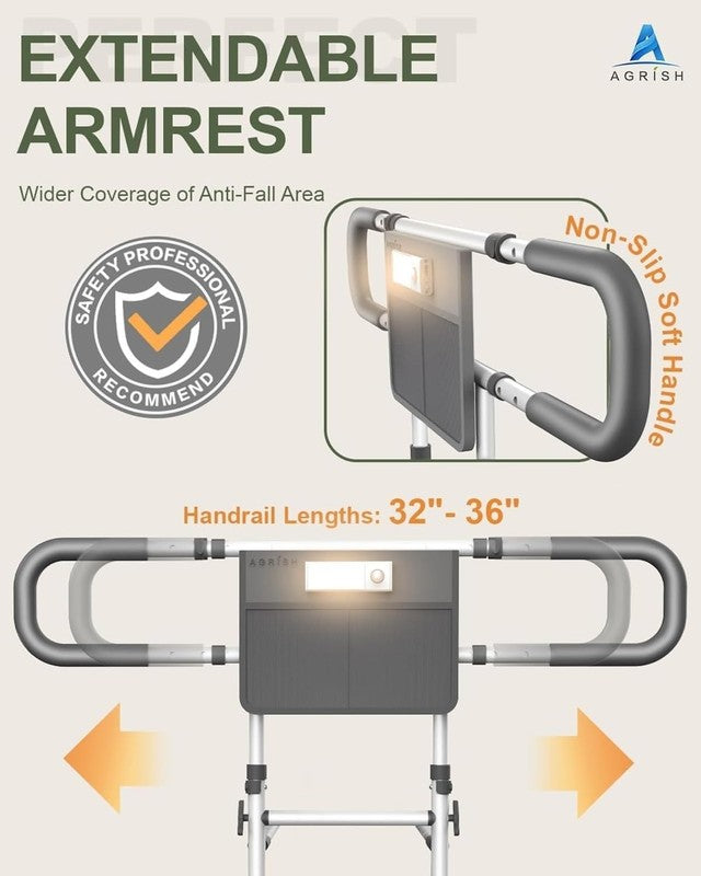Adjustable Bed Safety Rail Elderly Adults Grab Handle Motion Light Storage Aid Unbranded