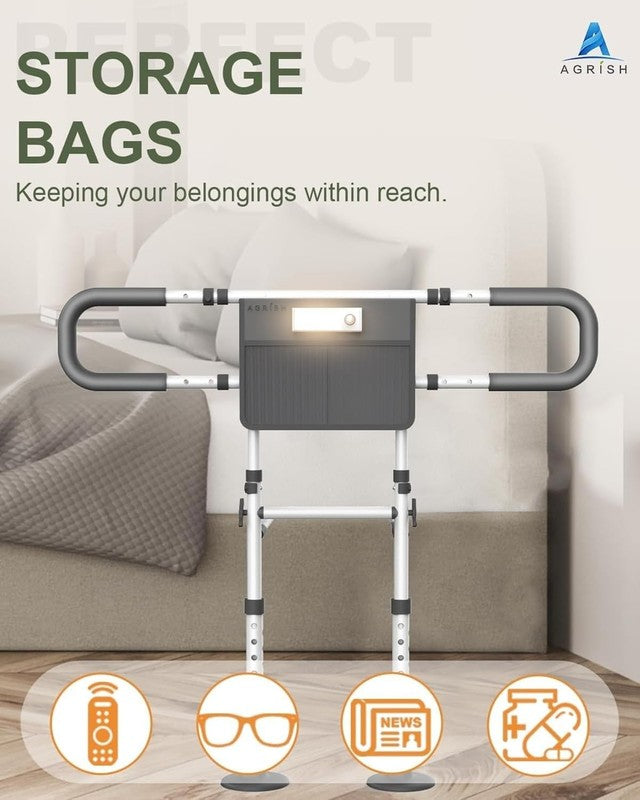 Adjustable Bed Safety Rail Elderly Adults Grab Handle Motion Light Storage Aid Unbranded