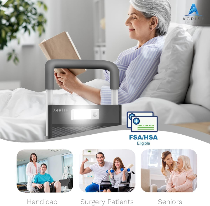 Bed Assist Rail Elderly Adults Safety Handle LED Light Support Storage Pouch Aid Unbranded