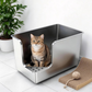 Stainless Steel Cat Litter Tray High Sided Metal Box Large Corner Entry Wheels Does not apply