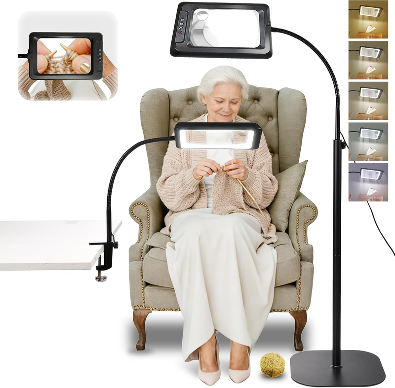 Magnifying Glass With Light 10X 30X 60 LED Floor Stand Clamp Reading Craft Lamp Does not apply