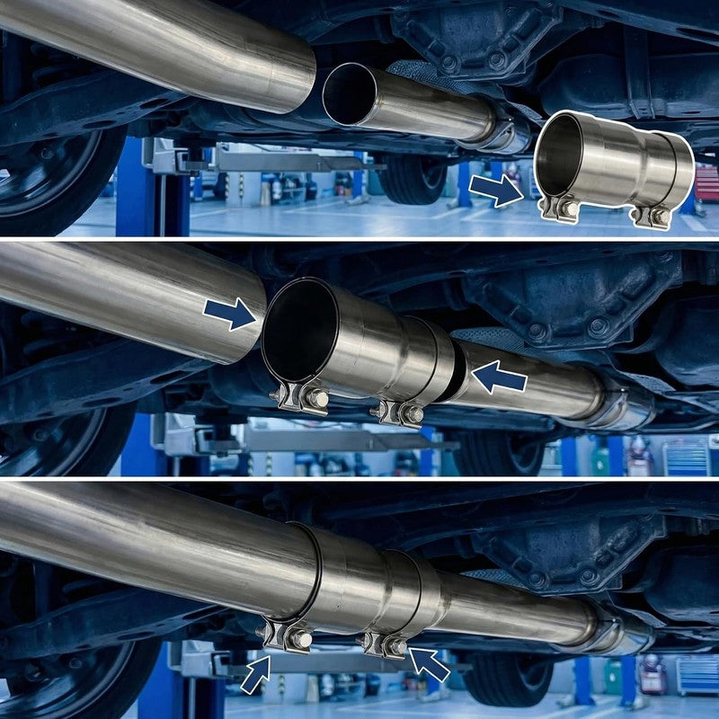 Exhaust Clamp 45 55mm Stainless Steel Sleeve Pipe Connector 140mm Reducer Repair Does not apply