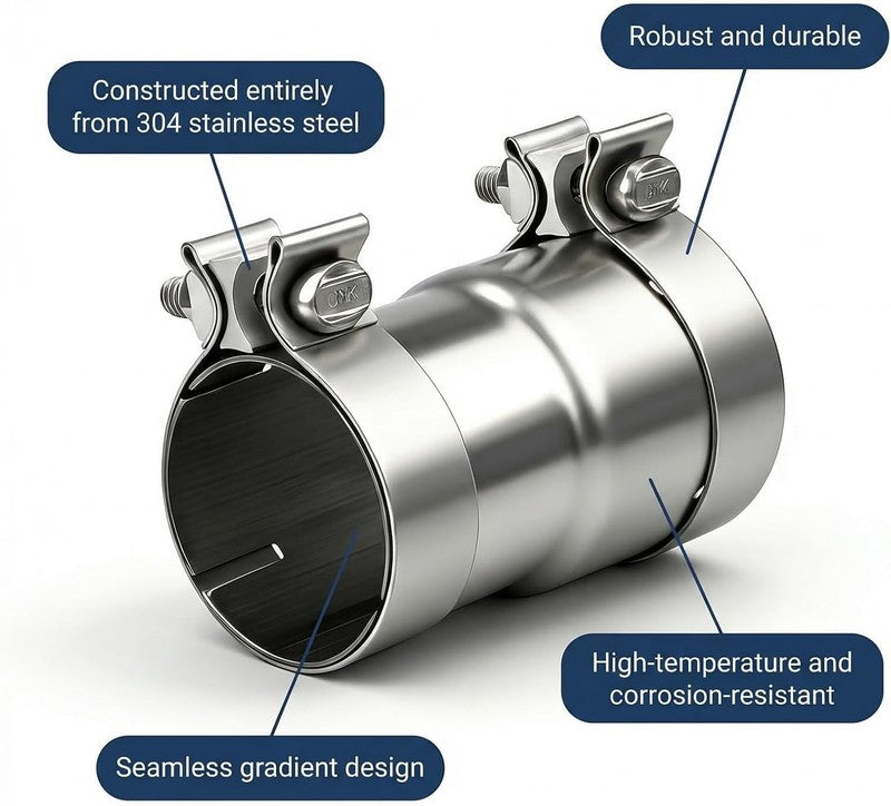 Exhaust Clamp 51-63mm Stainless Steel Sleeve Pipe Connector 140mm Reducer Repair Does not apply