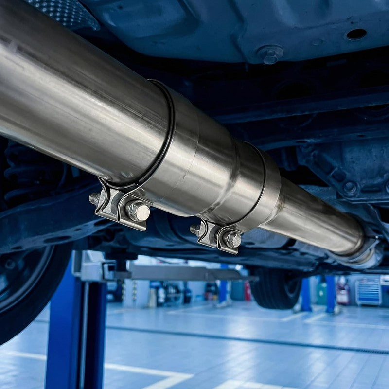 Exhaust Clamp 51-63mm Stainless Steel Sleeve Pipe Connector 140mm Reducer Repair Does not apply