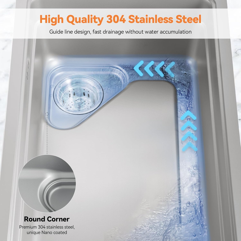 304 Stainless Steel Kitchen Sink Single Bowl Nano Drainer Basket Waste Kit Does not apply