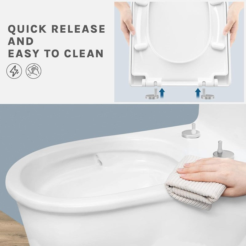 D Shape Toilet Seat Soft Close Quick Release White Heavy Duty Top Fixing Hinges Does not apply