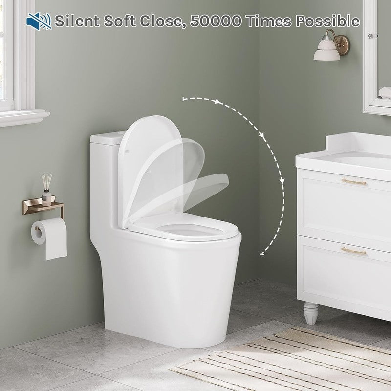 D Shape Toilet Seat Soft Close Quick Release White Heavy Duty Top Fixing Hinges Does not apply