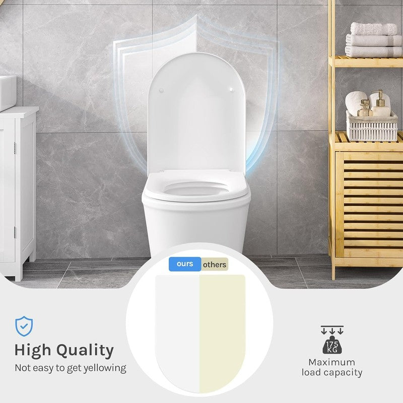 D Shape Toilet Seat Soft Close Quick Release White Heavy Duty Top Fixing Hinges Does not apply