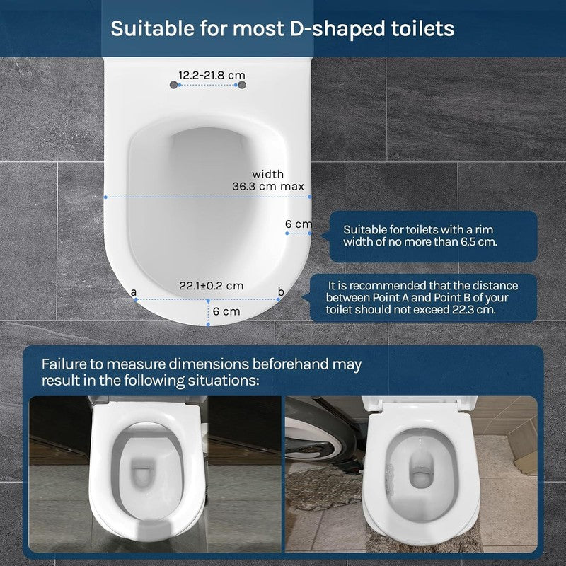 D Shape Toilet Seat Soft Close Quick Release White Heavy Duty Top Fixing Hinges Does not apply