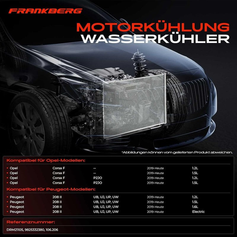 Radiator Water Cooler fit Corsa F Peugeot 208 1.2 1.5 2019+ 9825332380 Does not apply