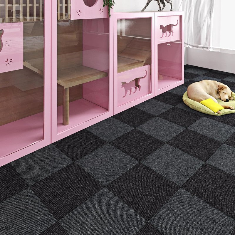 Grey Carpet Tiles 60X60Cm Self Adhesive Non Slip Peel Stick Floor Covering 16Pcs Does not apply