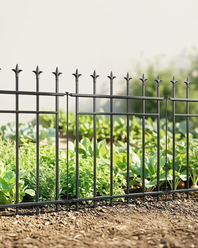 Metal Garden Fence Panels Decorative 5 Pack 71Cm High Rustproof Pet Barrier 2.8M Does not apply