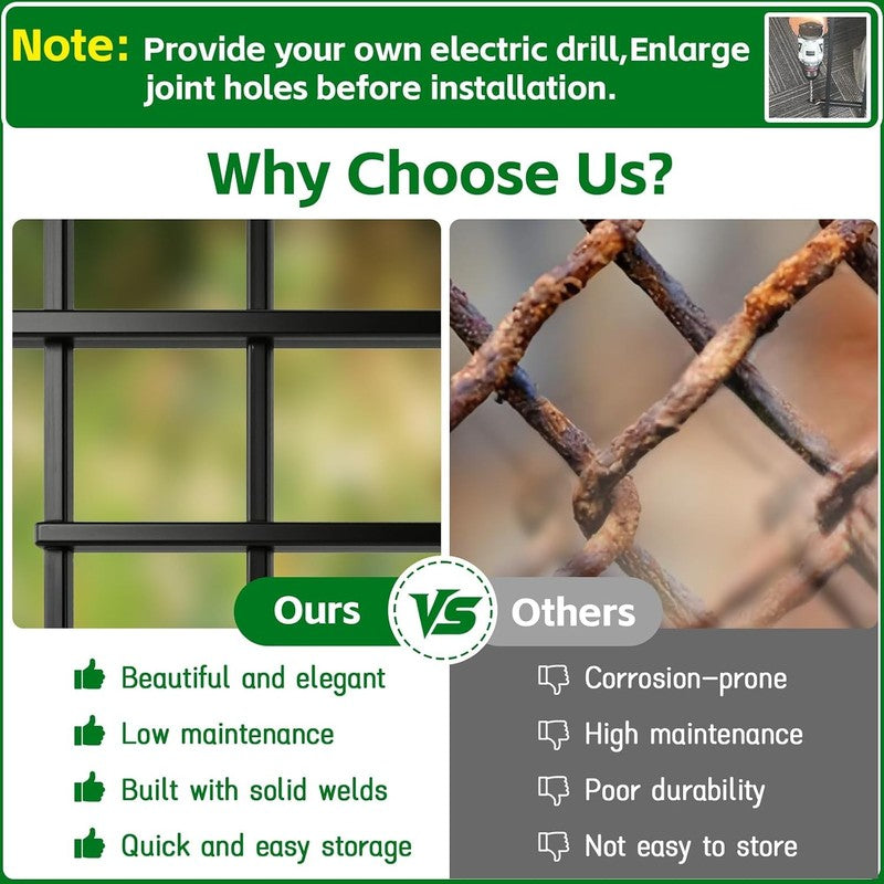 Metal Garden Fence Panels Decorative 5 Pack 71Cm High Rustproof Pet Barrier 2.8M Does not apply