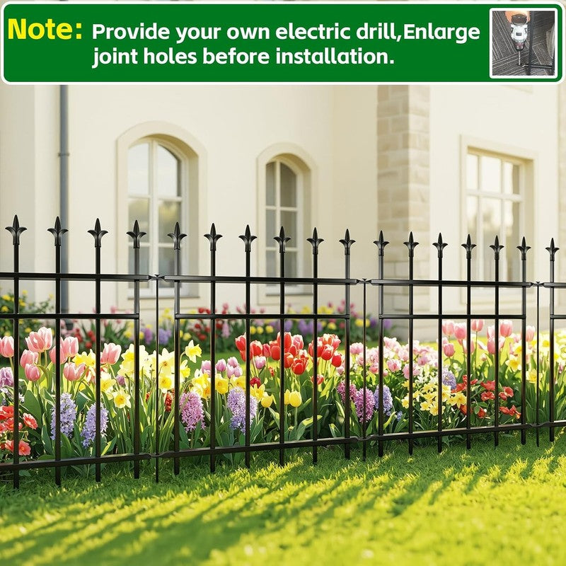Metal Garden Fence Panels Decorative 5 Pack 71Cm High Rustproof Pet Barrier 2.8M Does not apply