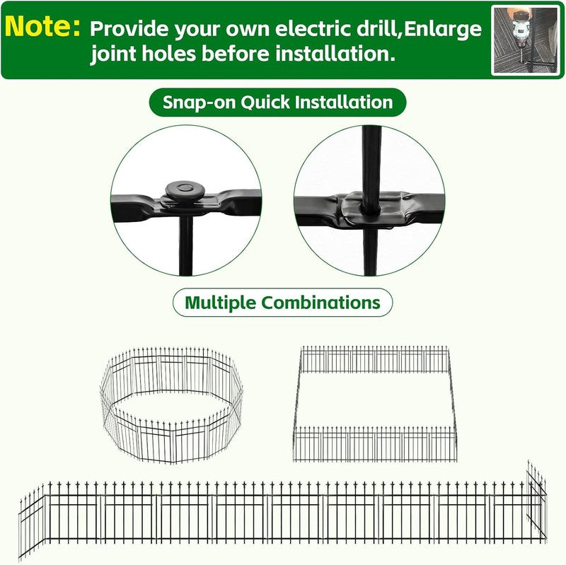 Metal Garden Fence Panels Decorative 5 Pack 71Cm High Rustproof Pet Barrier 2.8M Does not apply