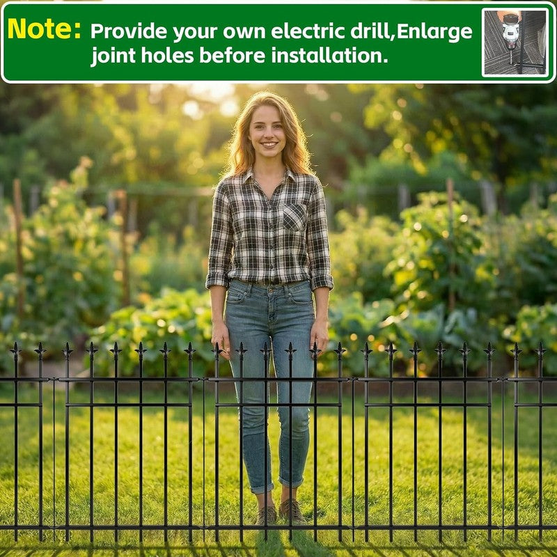 Metal Garden Fence Panels Decorative 5 Pack 71Cm High Rustproof Pet Barrier 2.8M Does not apply