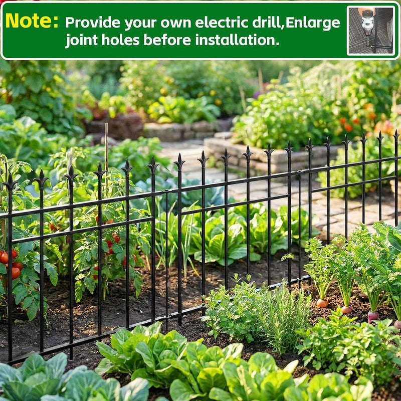 Metal Garden Fence Panels Decorative 5 Pack 71Cm High Rustproof Pet Barrier 2.8M Does not apply