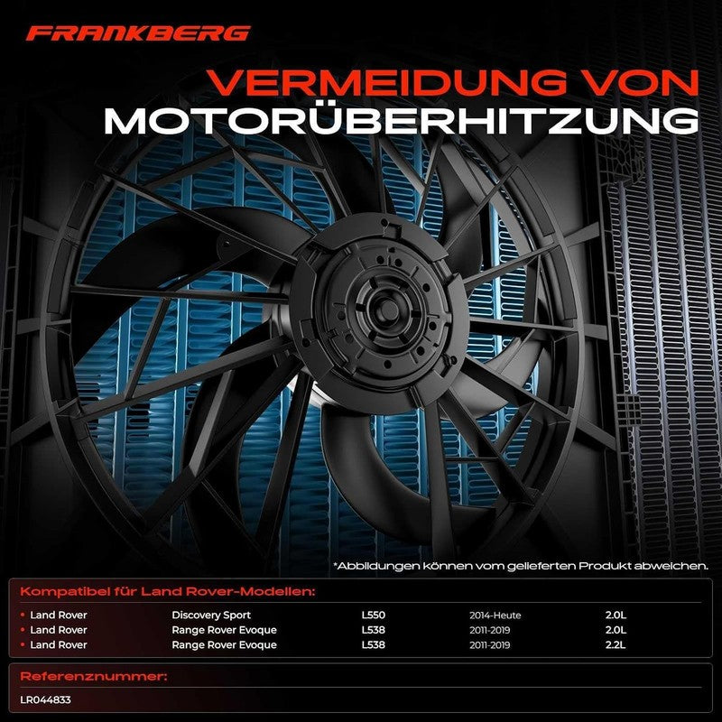 Radiator Cooling Fan With Frame fit Evoque L538 Discovery Sport L550 LR044833 Does not apply