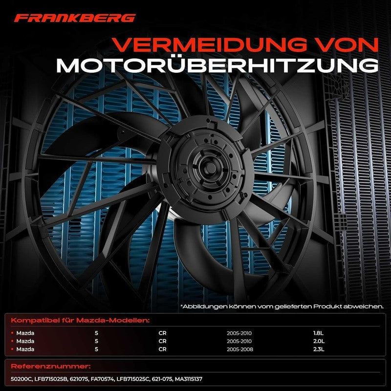 Radiator Cooling Fan fit Mazda 5 CR19 2005 2010 360mm 7 Blade 3Pin LFB715025C Does not apply