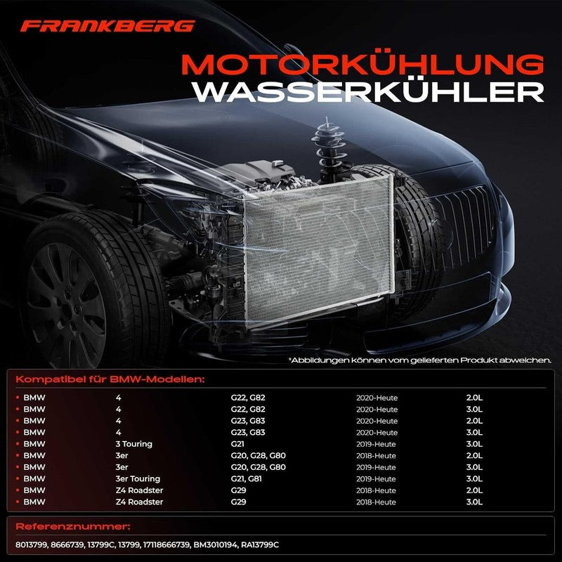 Engine Radiator fit BMW 3 4 G20 G21 G22 G23 2.0 3.0 Cooling 2018-2024 8625421 Does not apply