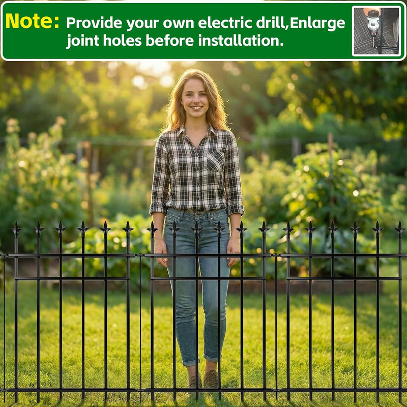 Metal Garden Fence Panels 5 Pack 91Cm High 3.5M Rustproof Pets Barrier Black Set Does not apply