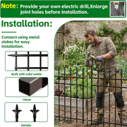 Metal Garden Fence Panels 5 Pack 91Cm High 3.5M Rustproof Pets Barrier Black Set Does not apply