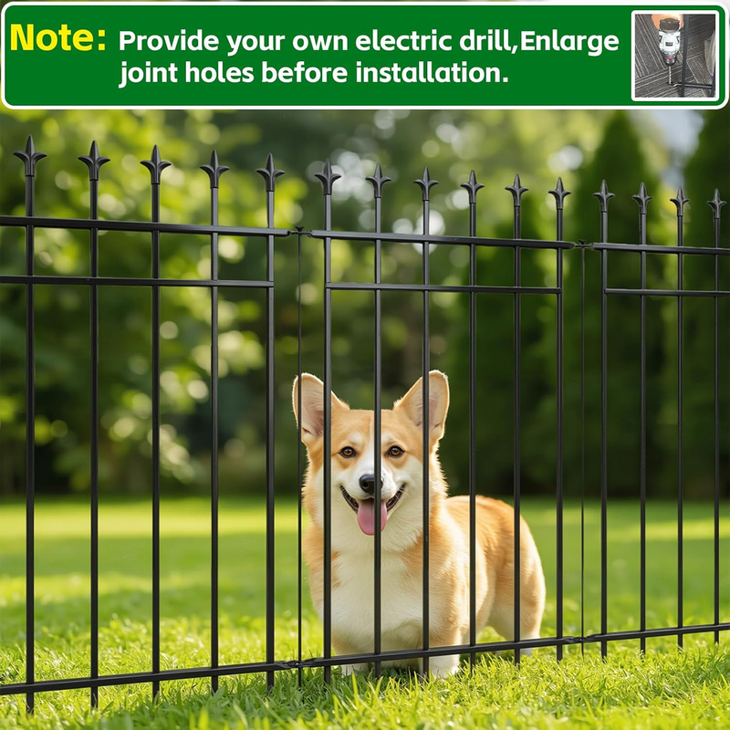 Metal Garden Fence Panels 5 Pack 91Cm High 3.5M Rustproof Pets Barrier Black Set Does not apply