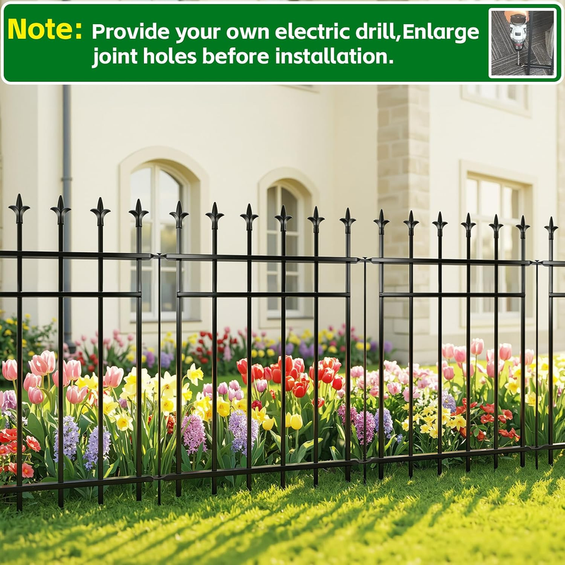Metal Garden Fence Panels 5 Pack 91Cm High 3.5M Rustproof Pets Barrier Black Set Does not apply