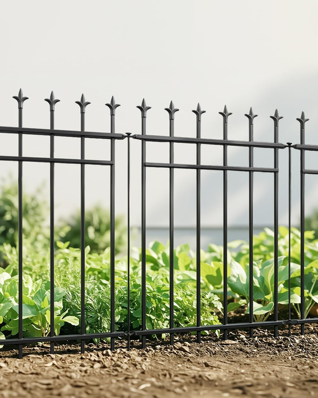 Metal Garden Fence Panels 5 Pack 91Cm High 3.5M Rustproof Pets Barrier Black Set Does not apply