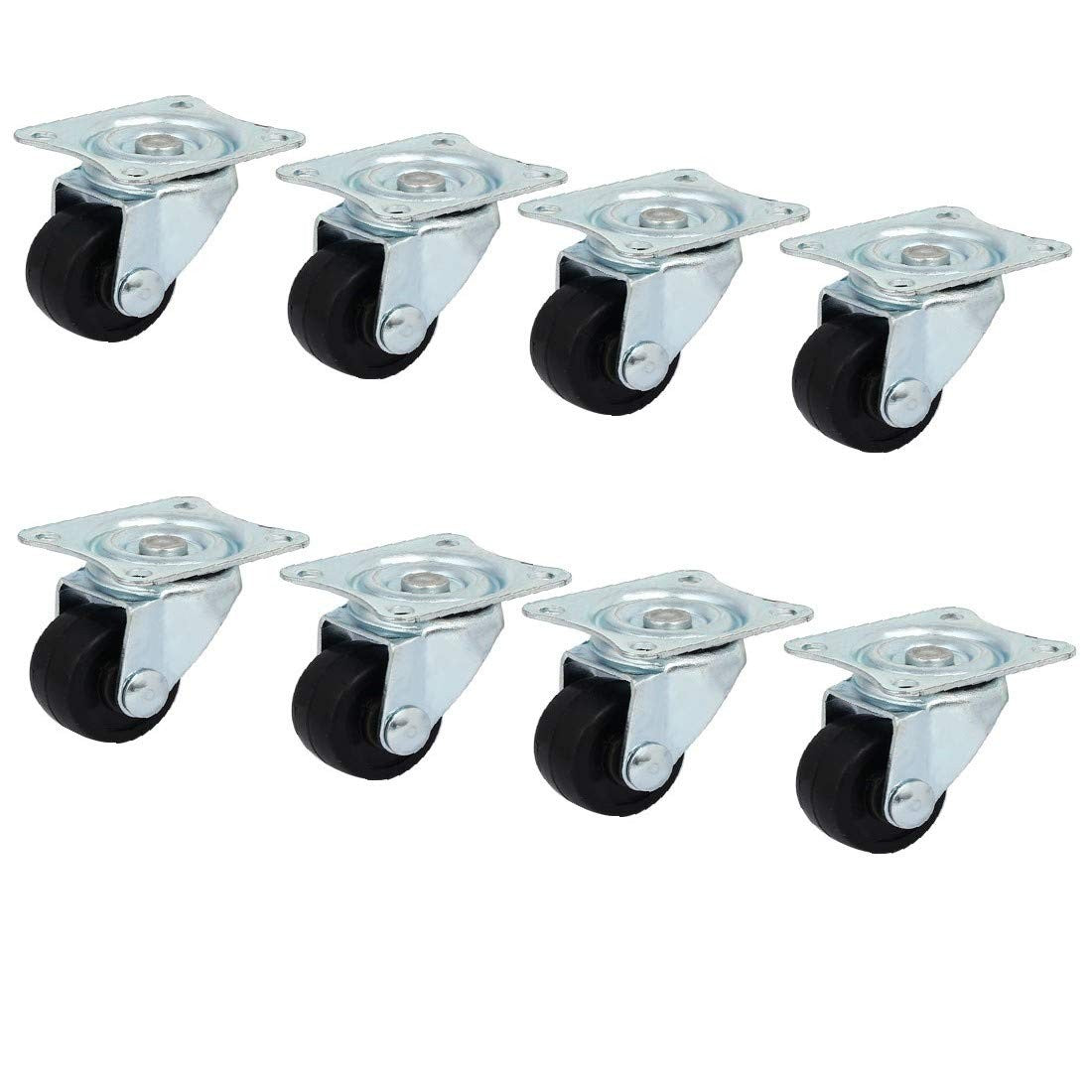8Pcs 1'' Swivel Castor Wheels Rubber Trolley Furniture Plate Caster Rollers Does not apply