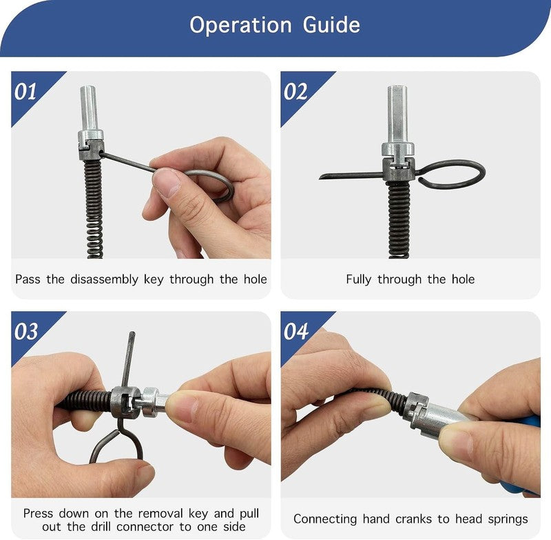 Drain Snake Unblocker 3M 10mm Pipe Cleaner Auger Sink Toilet Electric Drill Tool 3M