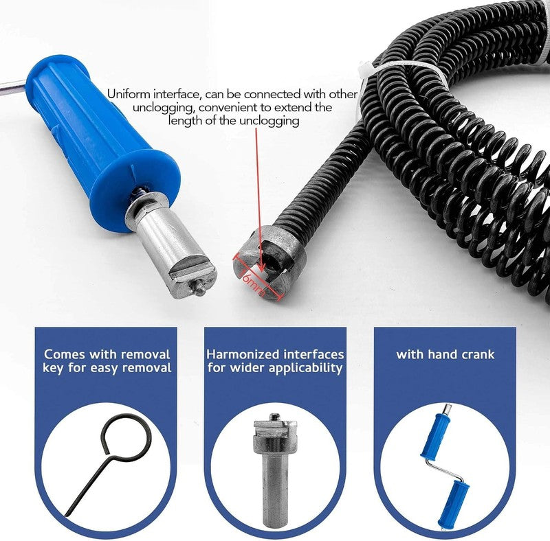 Drain Snake Unblocker 3M 10mm Pipe Cleaner Auger Sink Toilet Electric Drill Tool 3M