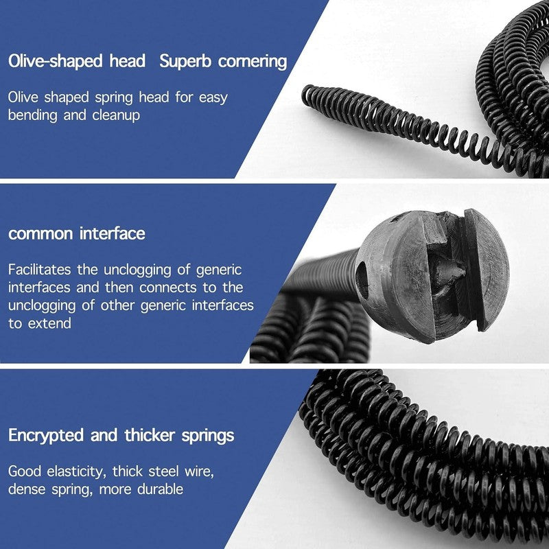 Drain Snake Unblocker 3M 10mm Pipe Cleaner Auger Sink Toilet Electric Drill Tool 3M