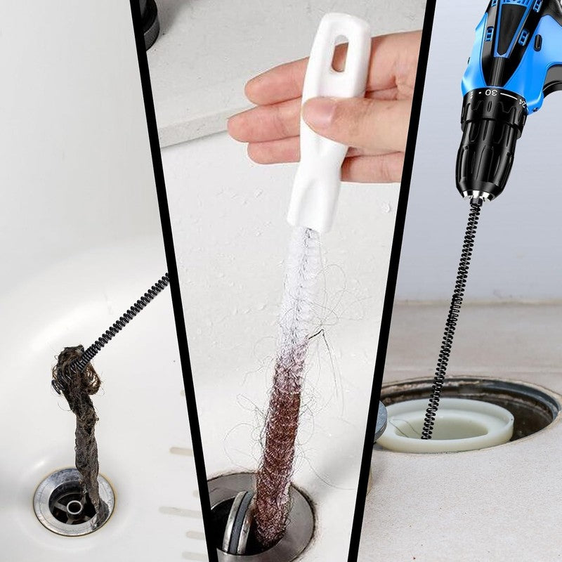 Drain Snake 8mm 5M Pipe Cleaning Spiral Auger Sink Bath Shower Blockage Tool Kit Unbranded