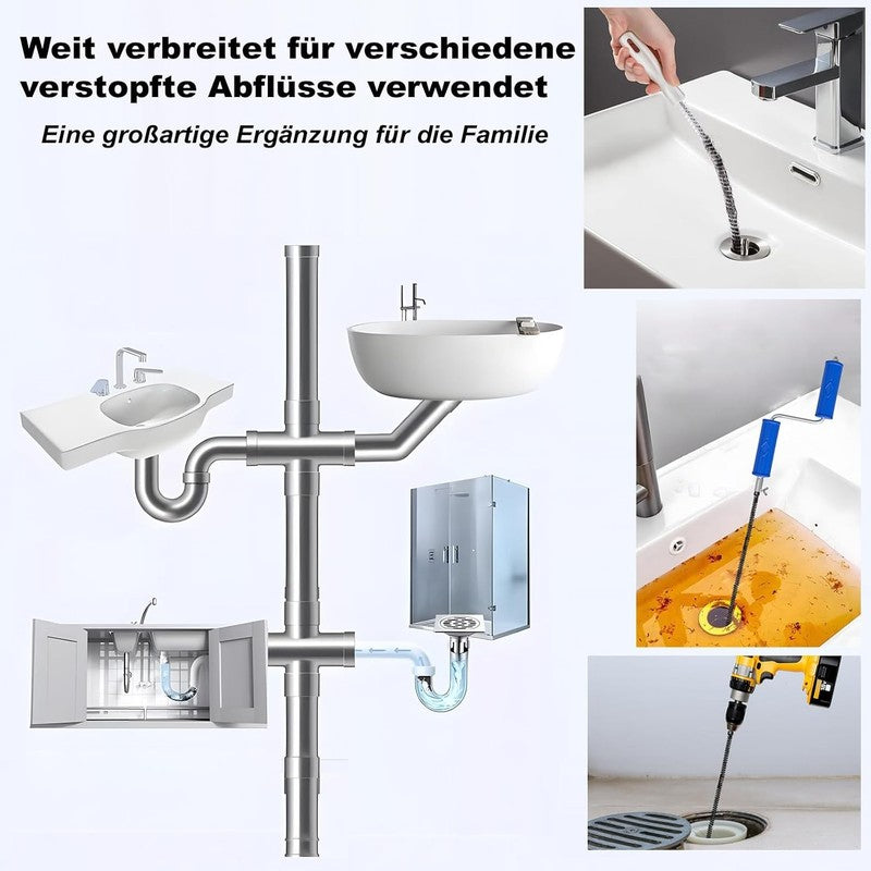Drain Snake 8mm 5M Pipe Cleaning Spiral Auger Sink Bath Shower Blockage Tool Kit Unbranded
