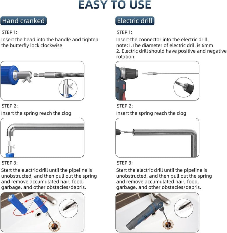 Drain Snake Unblocker 10M 6 MM Flexible Pipe Auger Sink Toilet Bath Shower Tools Does not apply