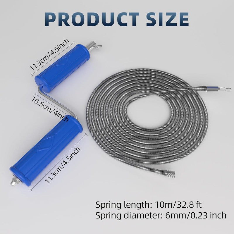 Drain Snake Unblocker 10M 6 MM Flexible Pipe Auger Sink Toilet Bath Shower Tools Does not apply
