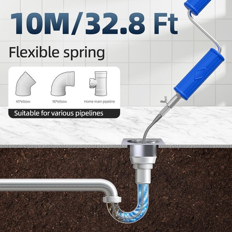 Drain Snake Unblocker 10M 6 MM Flexible Pipe Auger Sink Toilet Bath Shower Tools Does not apply