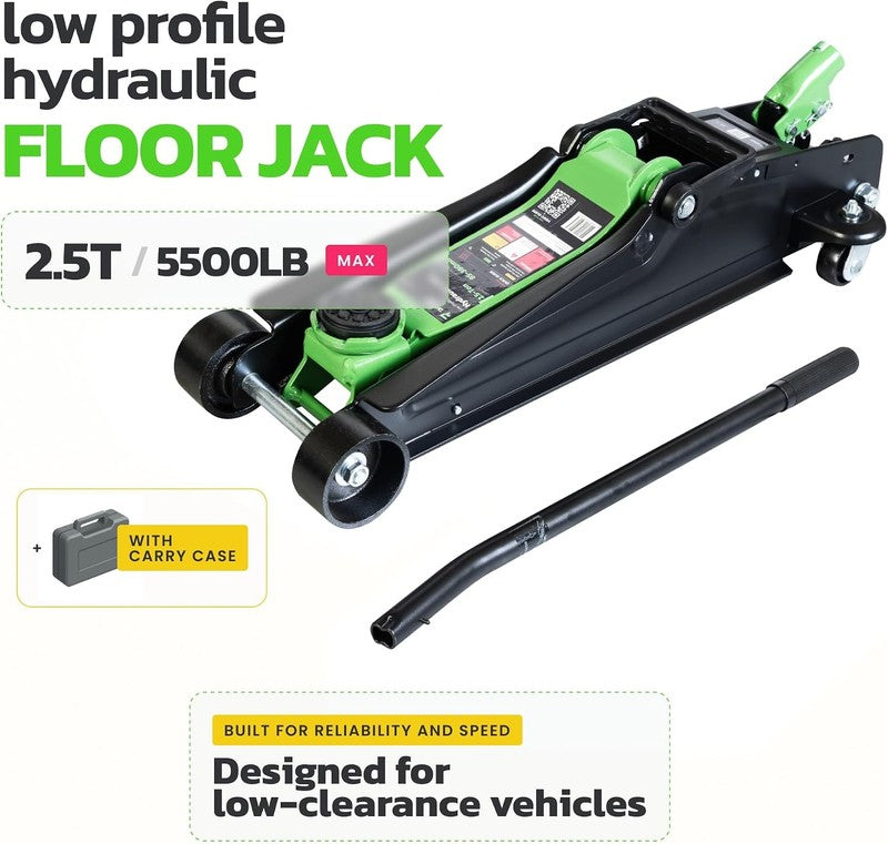 2.5 Ton Hydraulic Trolley Jack Low Profile 5500 Lbs Lift Cars SUVs Carry Case! Does not apply