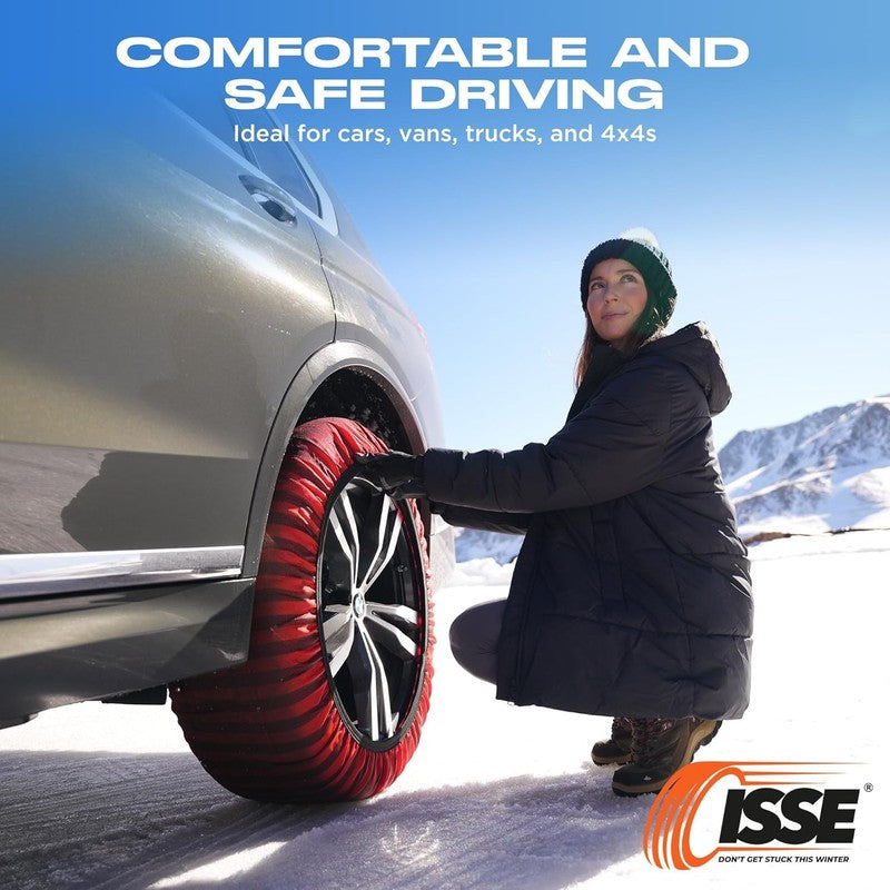 ISSE Snow Socks T62 Homologated Textile Chains Car Ice Tyre 13-18 Inch ISSE