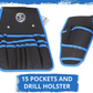 Tool Belt Drill Holster 15 Pocket Work Pouch 600D Polyester Carpenter Trade Tool Does not apply