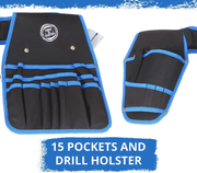 Tool Belt Drill Holster 15 Pocket Work Pouch 600D Polyester Carpenter Trade Tool Does not apply