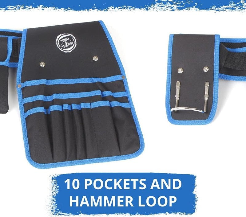 Tool Belt 10 Pocket Hammer Loop Carpenter Builder Work Pouch Trade Tool Carrying Does not apply