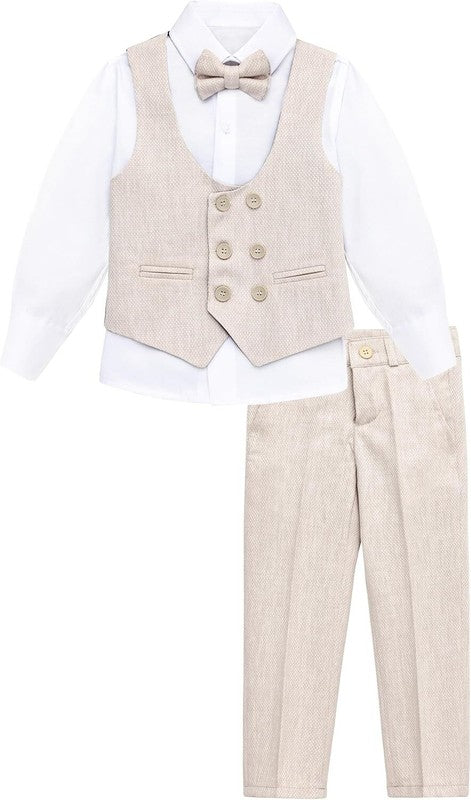 Boys Formal Suit Set Wedding Bearer 4Pc Vest Shirt Bow Tie Trousers 13-14years Unbranded