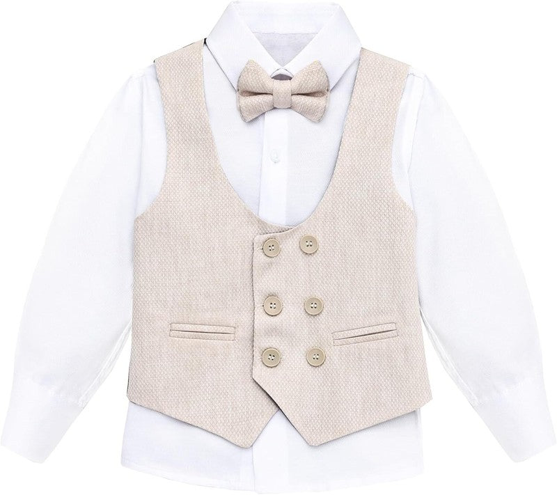 Boys Formal Suit Set Wedding Bearer 4Pc Vest Shirt Bow Tie Trousers 13-14years Unbranded