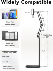 Kindle Tablet Floor Stand Holder Remote Page Turner Bed Phone E Reader 4.7-13'' Does not apply