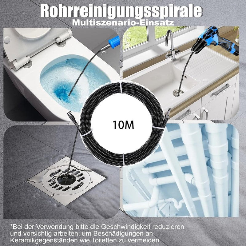 Drain Cleaning Spiral 8 MM X 10m Pipe Unblocker Snake Spring Steel Plumber Tools Does not apply