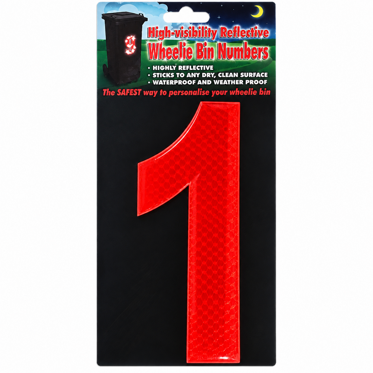Wheelie Bin Sticker Number Decal Outdoor Waterproof Vinyl Sign Red no: 1 Unbranded