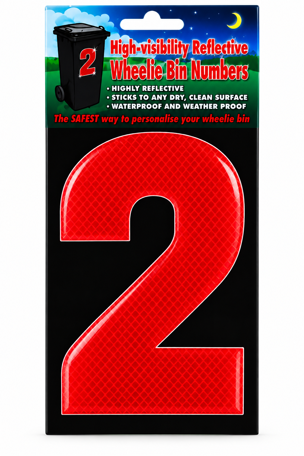 Wheelie Bin Sticker Number Decal Outdoor Waterproof Vinyl Sign Red no: 2 Unbranded